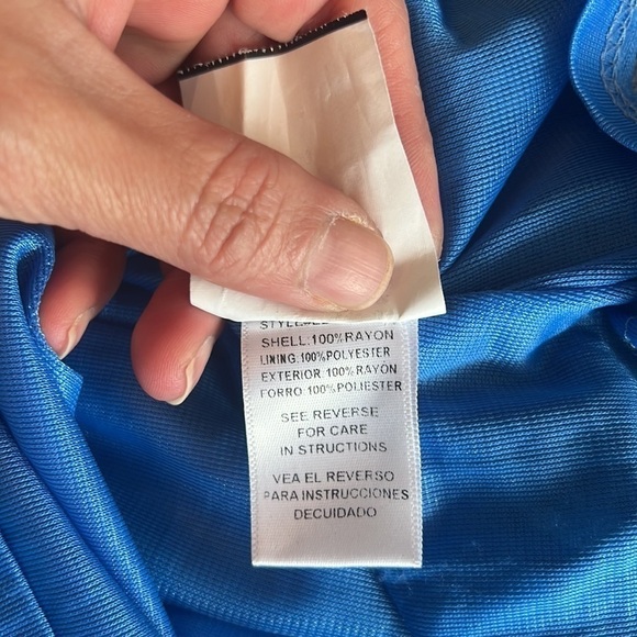 En Creme Blue Embroidered Off The Shoulder Mini Dress Size L - Picture 12 of 15